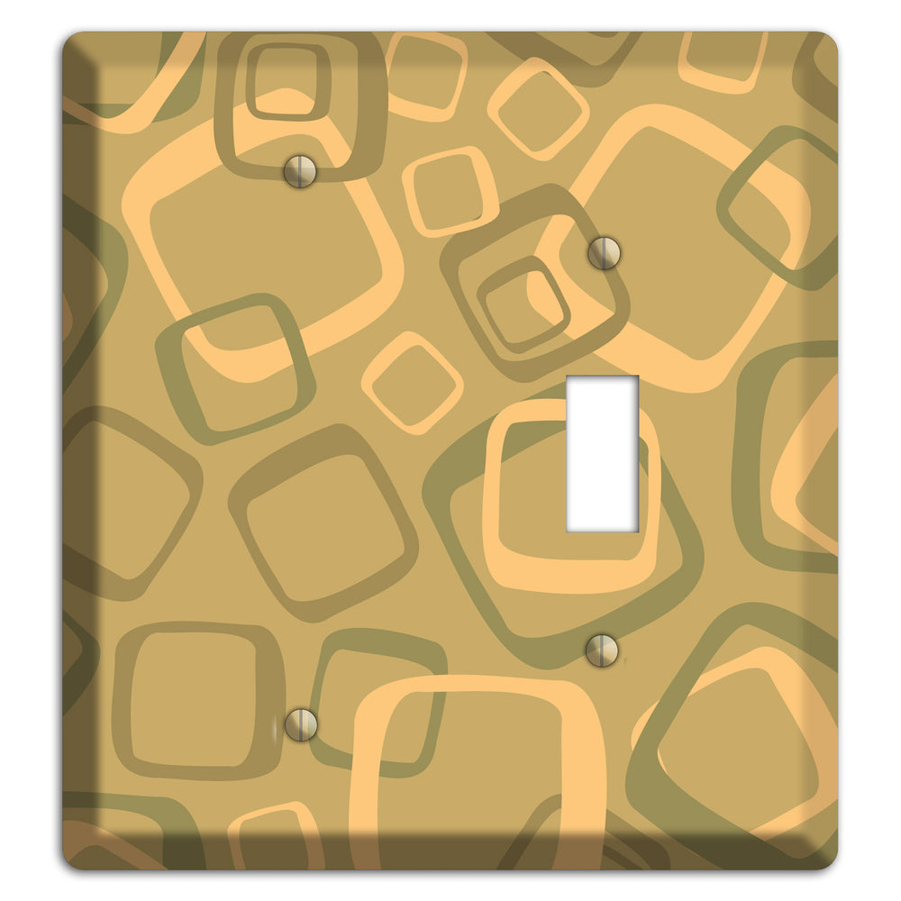 Multi Olive Random Retro Squares Blank / Toggle Wallplate