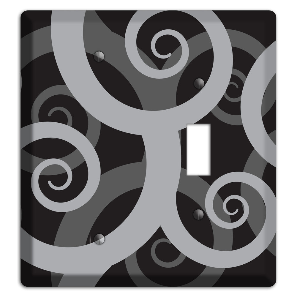 Black with Grey Large Swirl Blank / Toggle Wallplate