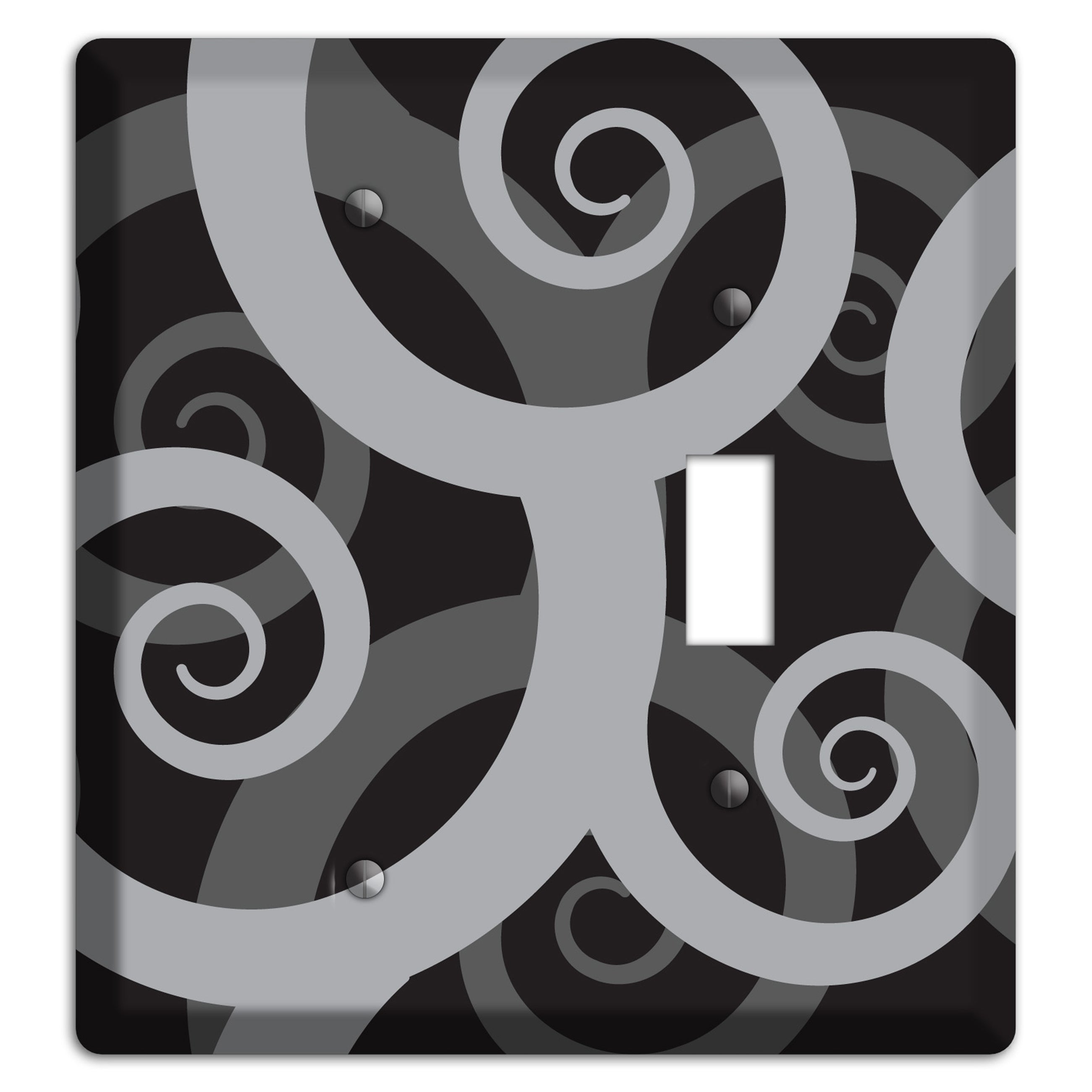 Black with Grey Large Swirl Blank / Toggle Wallplate