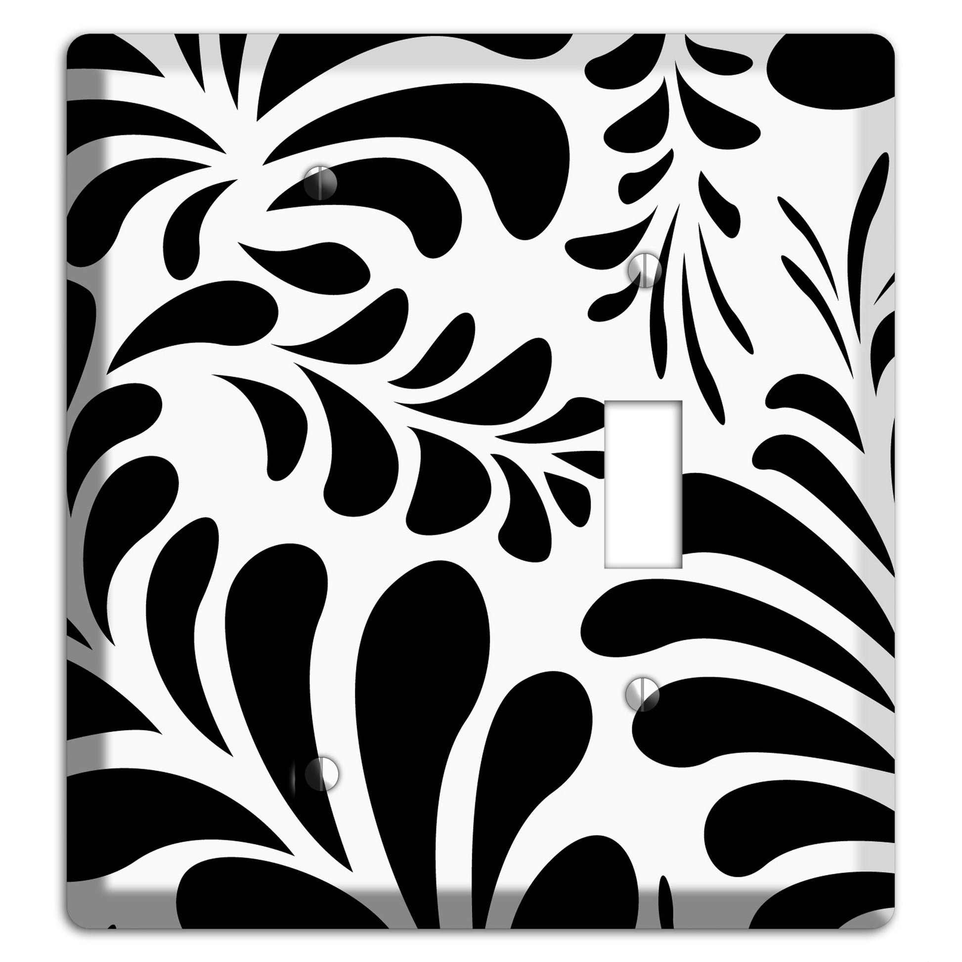 White with Black Herati Blank / Toggle Wallplate