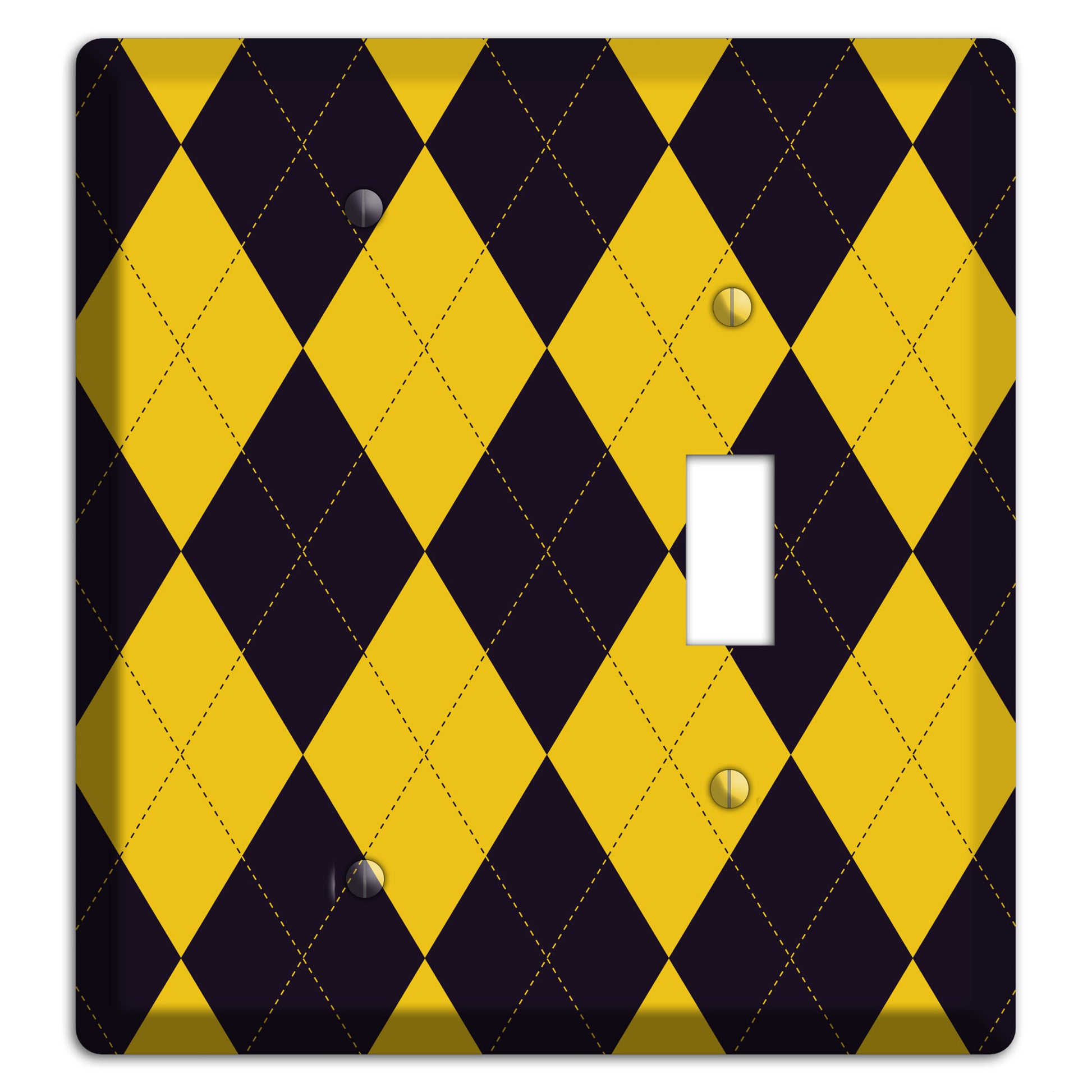 Yellow and Dark Purple Argyle Blank / Toggle Wallplate