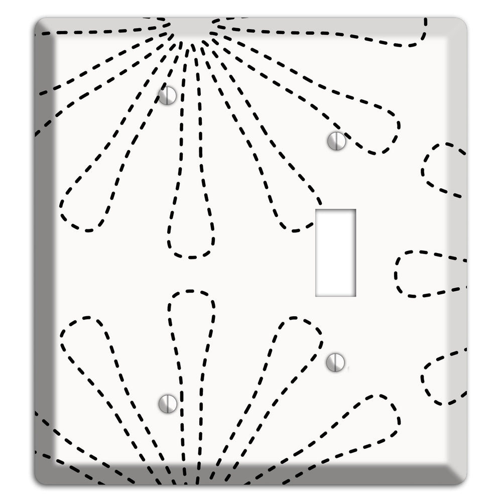 White with Black Retro Stipple Floral Contour Blank / Toggle Wallplate