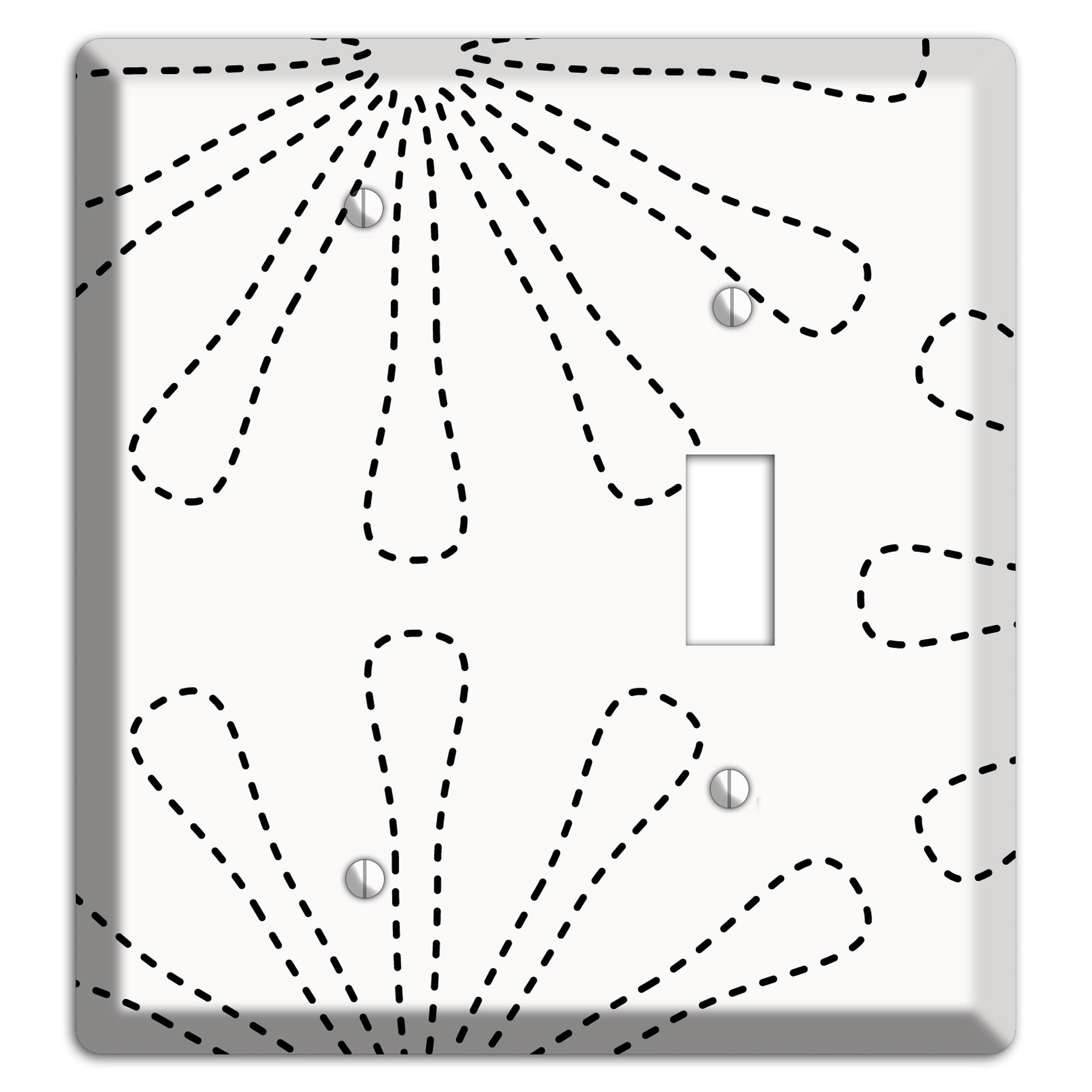 White with Black Retro Stipple Floral Contour Blank / Toggle Wallplate