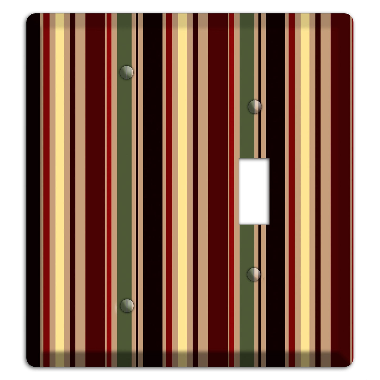 Multi olive and Burgundy Vertical Stripes Blank / Toggle Wallplate