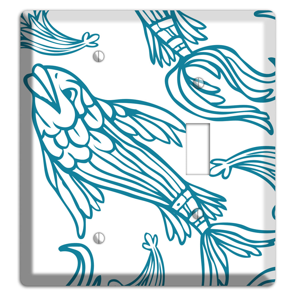 Teal and White Koi Blank / Toggle Wallplate