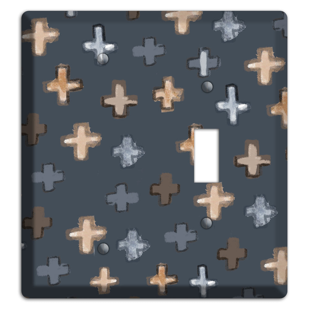 Navy Plus Signs Blank / Toggle Wallplate