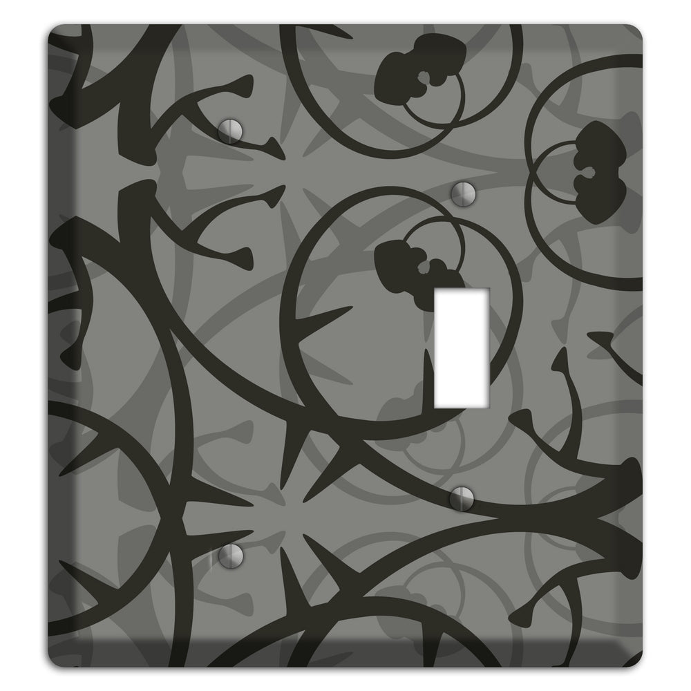 Grey with Black Retro Sprig Blank / Toggle Wallplate