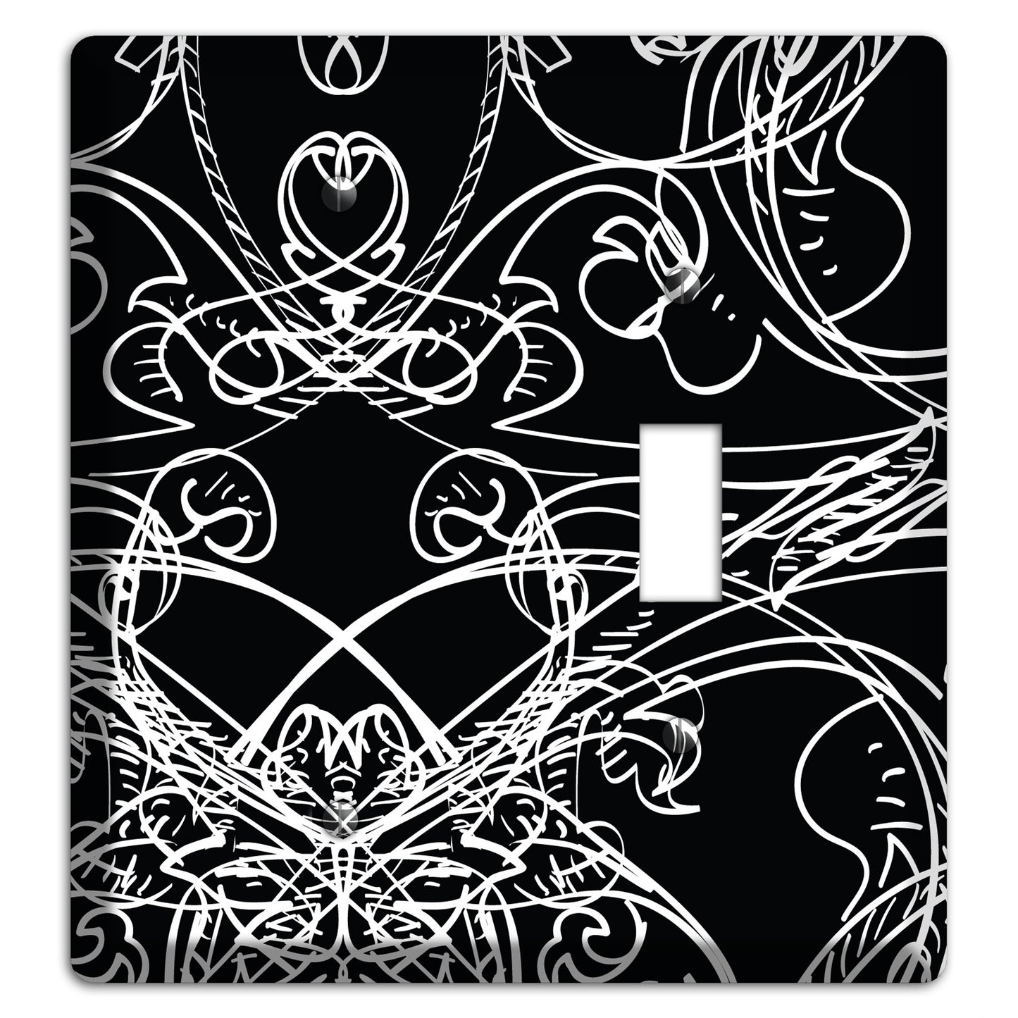 Black Deco Sketch Blank / Toggle Wallplate