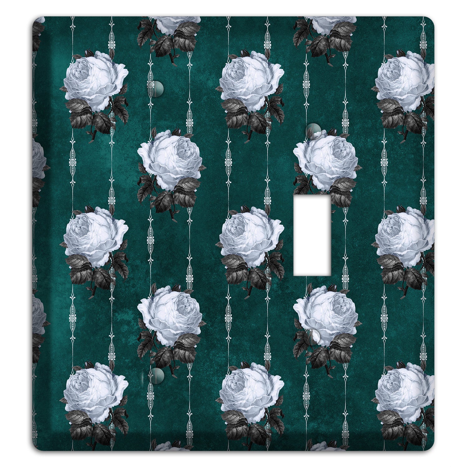 Dramatic Floral Teal Blank / Toggle Wallplate