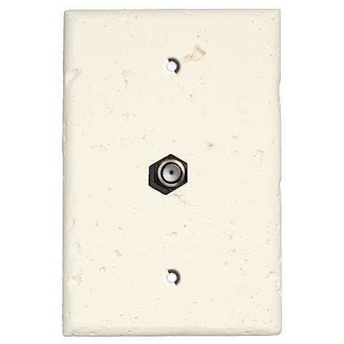 White Stone Cable Hardware with Plate:Wallplatesonline.com