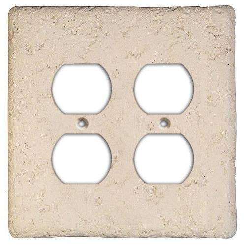 Cappuccino Stone 2 Duplex Outlet Switchplate - Wallplatesonline.com