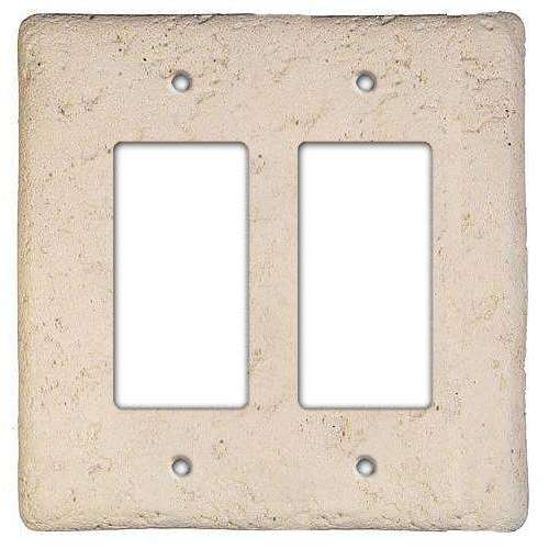 Cappuccino Stone Double Rocker Switchplate - Wallplatesonline.com