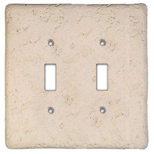 Cappuccino Stone Double Toggle Switchplate - Wallplatesonline.com
