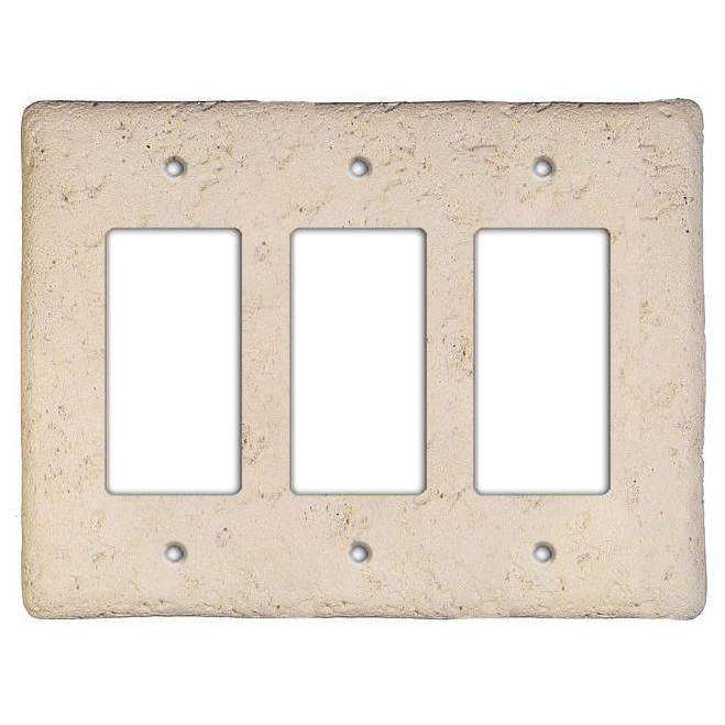 Cappuccino Stone Triple Rocker Switchplate - Wallplatesonline.com