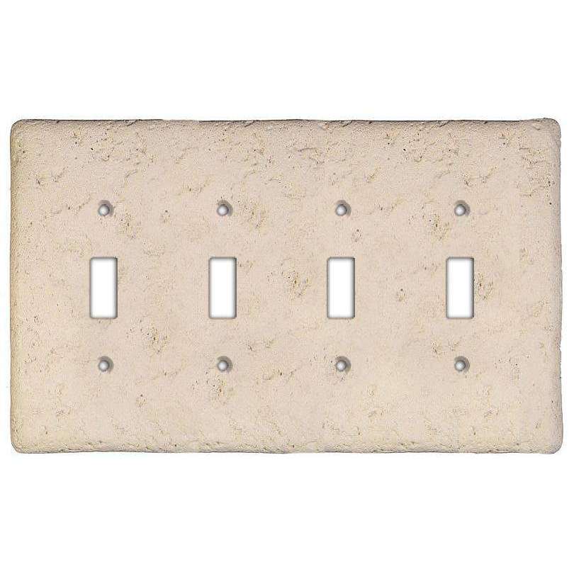 Cappuccino Stone Quad Toggle Switchplate - Wallplatesonline.com