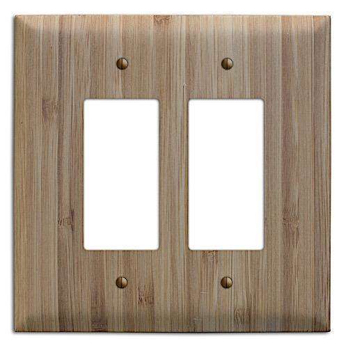 Oversized Discontinued Caramel Bamboo Wood Double Rocker Cover Plate