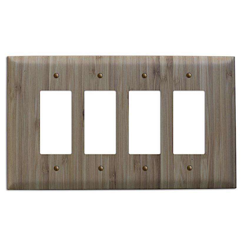 Caramel Bamboo Wood Four rocker Switchplate:Wallplates.com