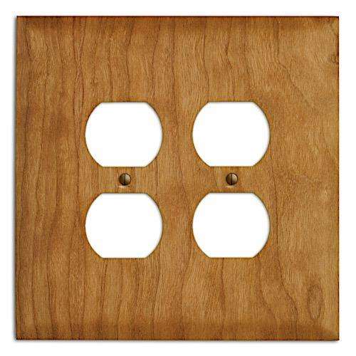 Cherry Wood 2 Duplex Outlet Cover Plate:Wallplates.com