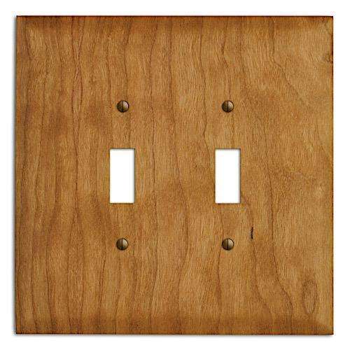 Oversized Discontinued Cherry Wood Double Toggle Switchplate