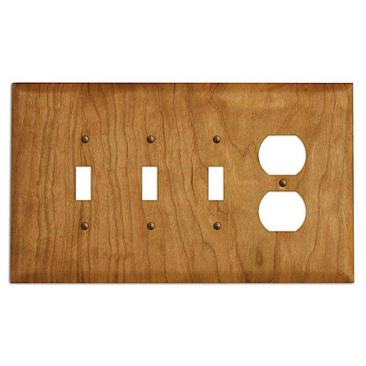 Cherry Wood 3 Toggle / Duplex Outlet Cover Plate:Wallplates.com