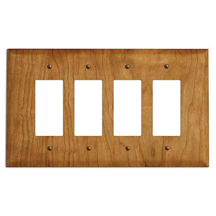 Cherry Wood Four rocker Switchplate:Wallplates.com