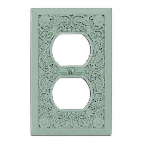 Tower Ash Green Filigree Shabby Chic 1 Duplex Outlet:Wallplatesonline.com