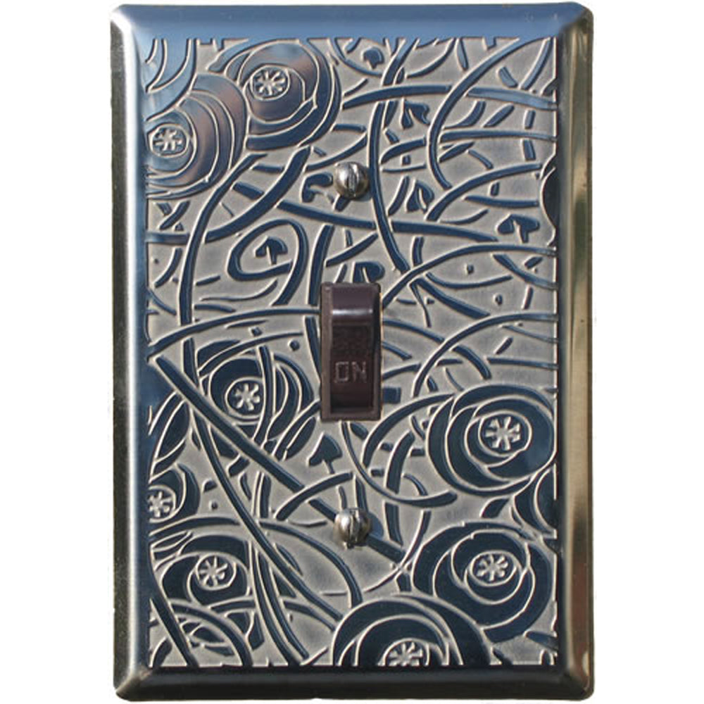 Deco Floral Oil Rubbed Copper Single Toggle Switchplate