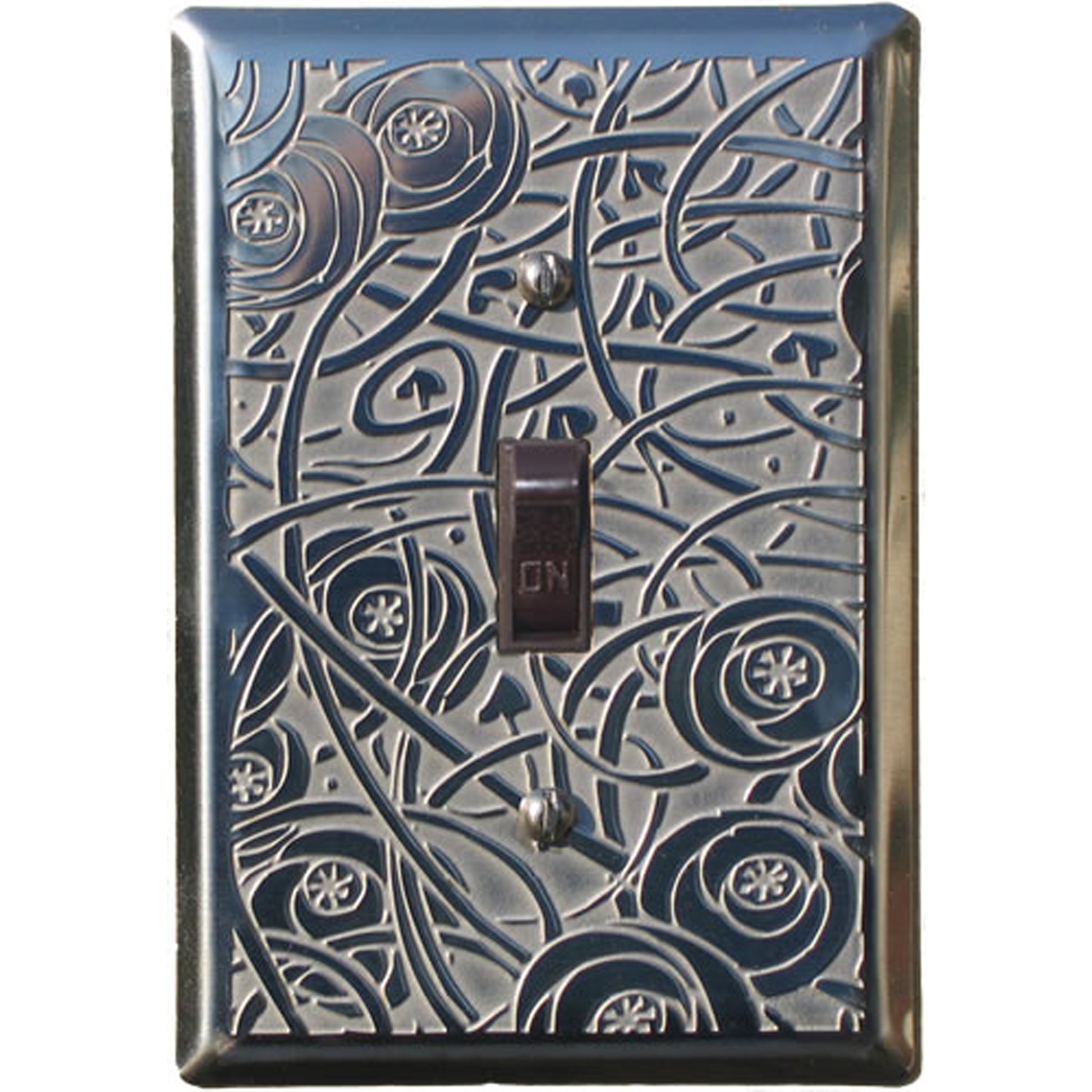 Deco Floral Oil Rubbed Copper Single Toggle Switchplate:Wallplatesonline.com
