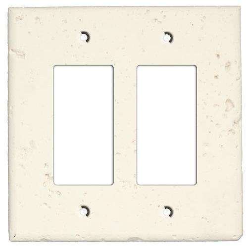 White Stone Double Rocker Cover Plate