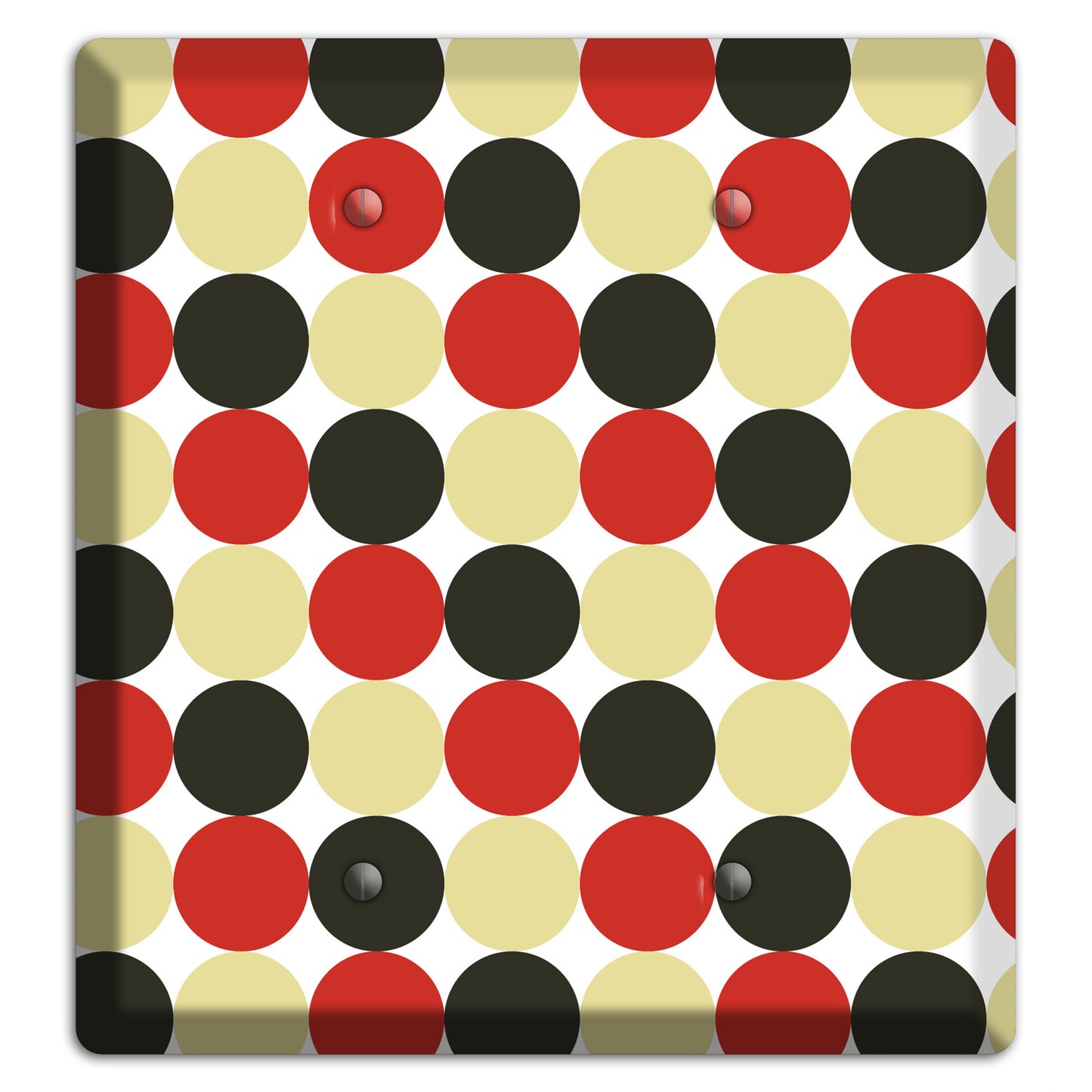 Beige Red Black Tiled Dots 2 Blank Wallplate