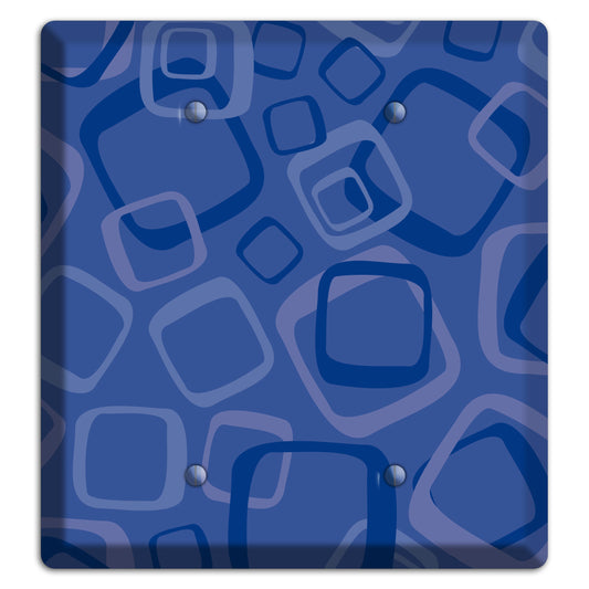 Multi Blue Random Retro Squares 2 Blank Wallplate