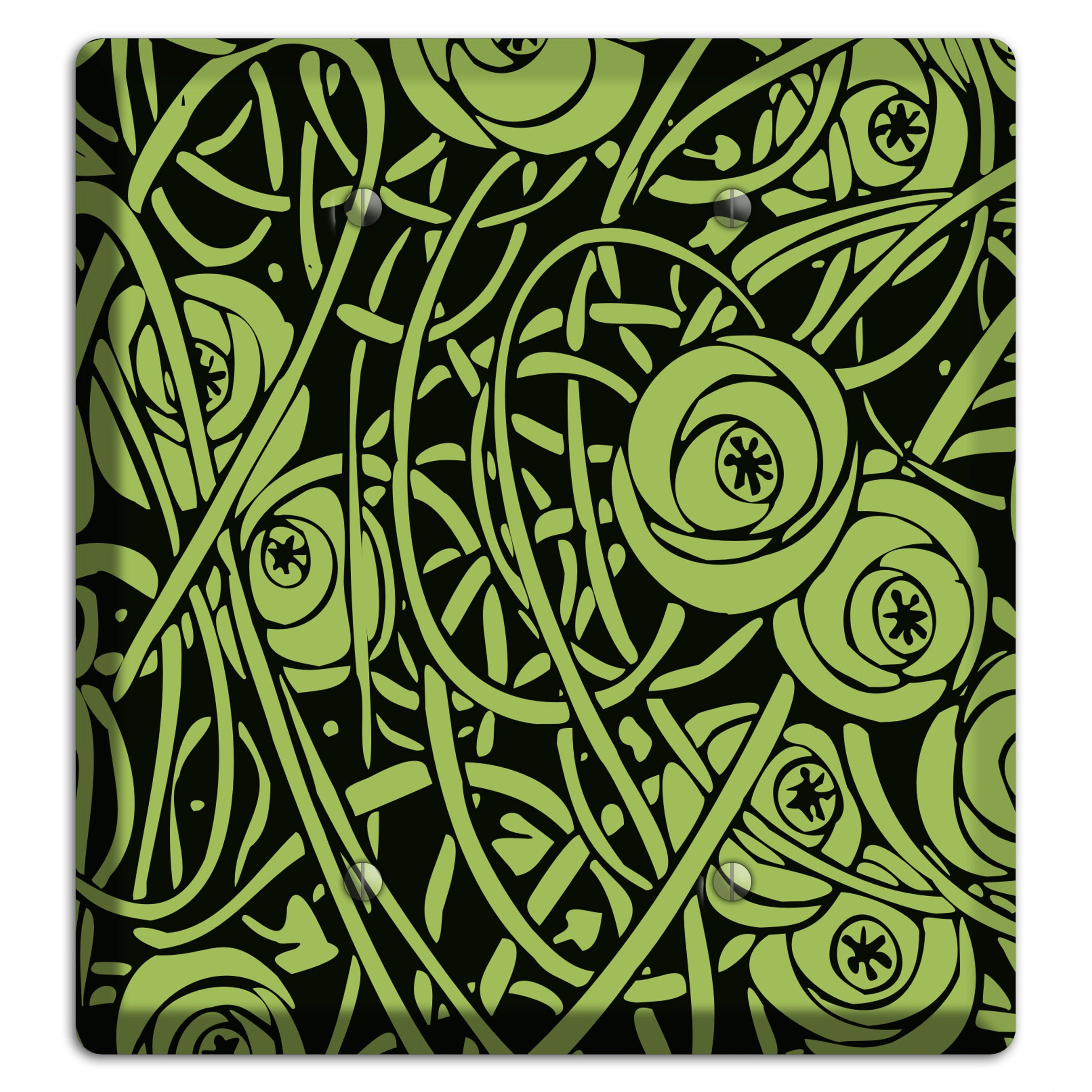 Green Deco Floral 2 Blank Wallplate