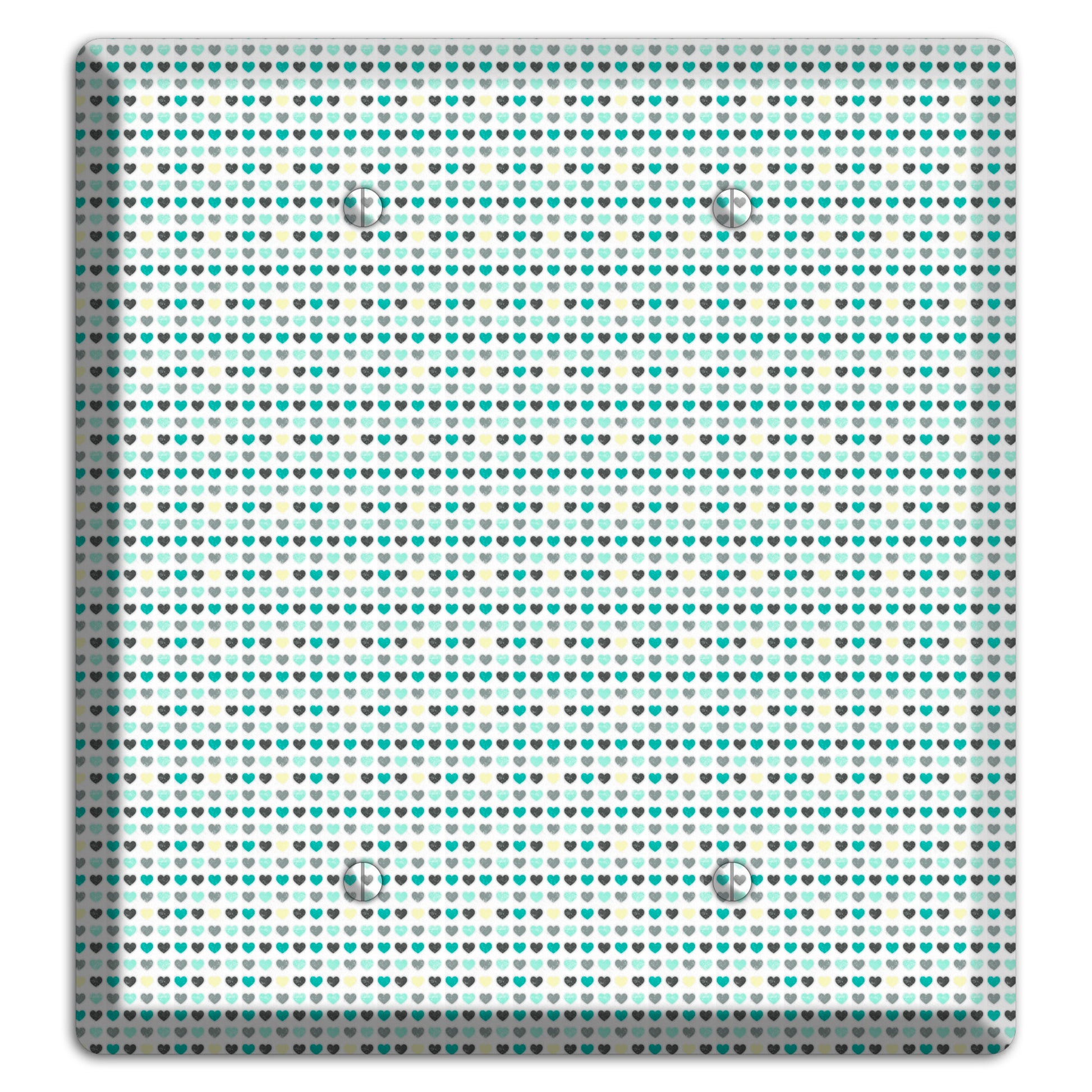 Multi Teal Grey Yellow Optical Hearts 2 Blank Wallplate