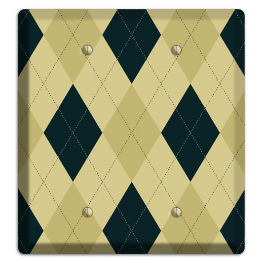 Beige and Yellow Argyle 2 Blank Wallplate