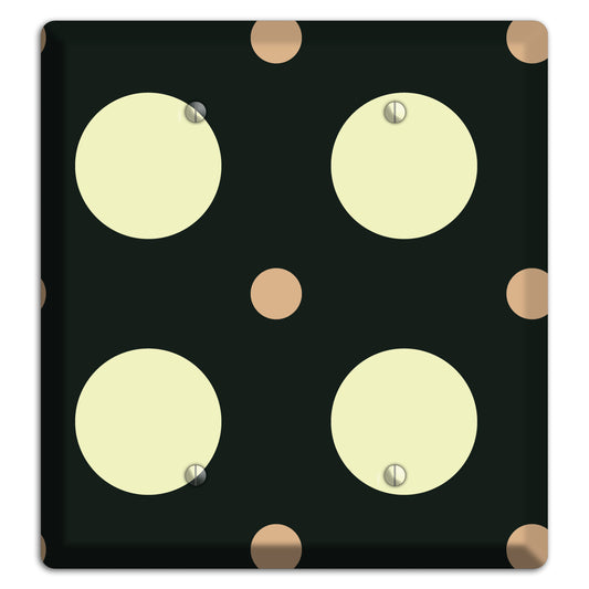 Black with Yellow and Mauve Multi Medium Polka Dots 2 Blank Wallplate
