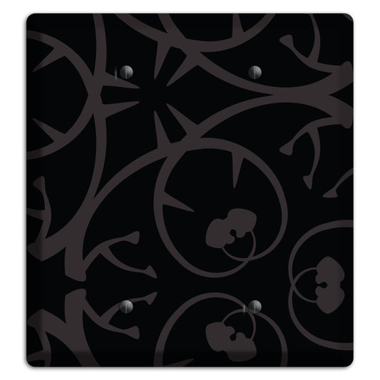 Black with Grey Abstract Swirl 2 Blank Wallplate