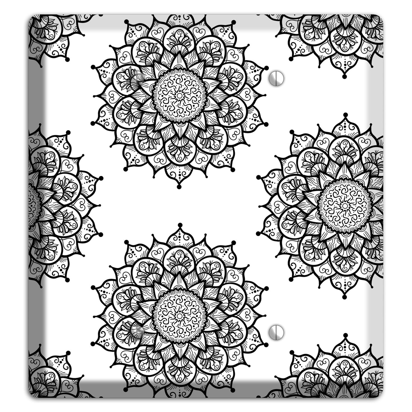 Mandala Black and White Style S Cover Plates 2 Blank Wallplate