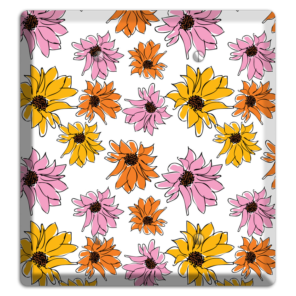 Pink Orange Yellow Flowers 2 Blank Wallplate