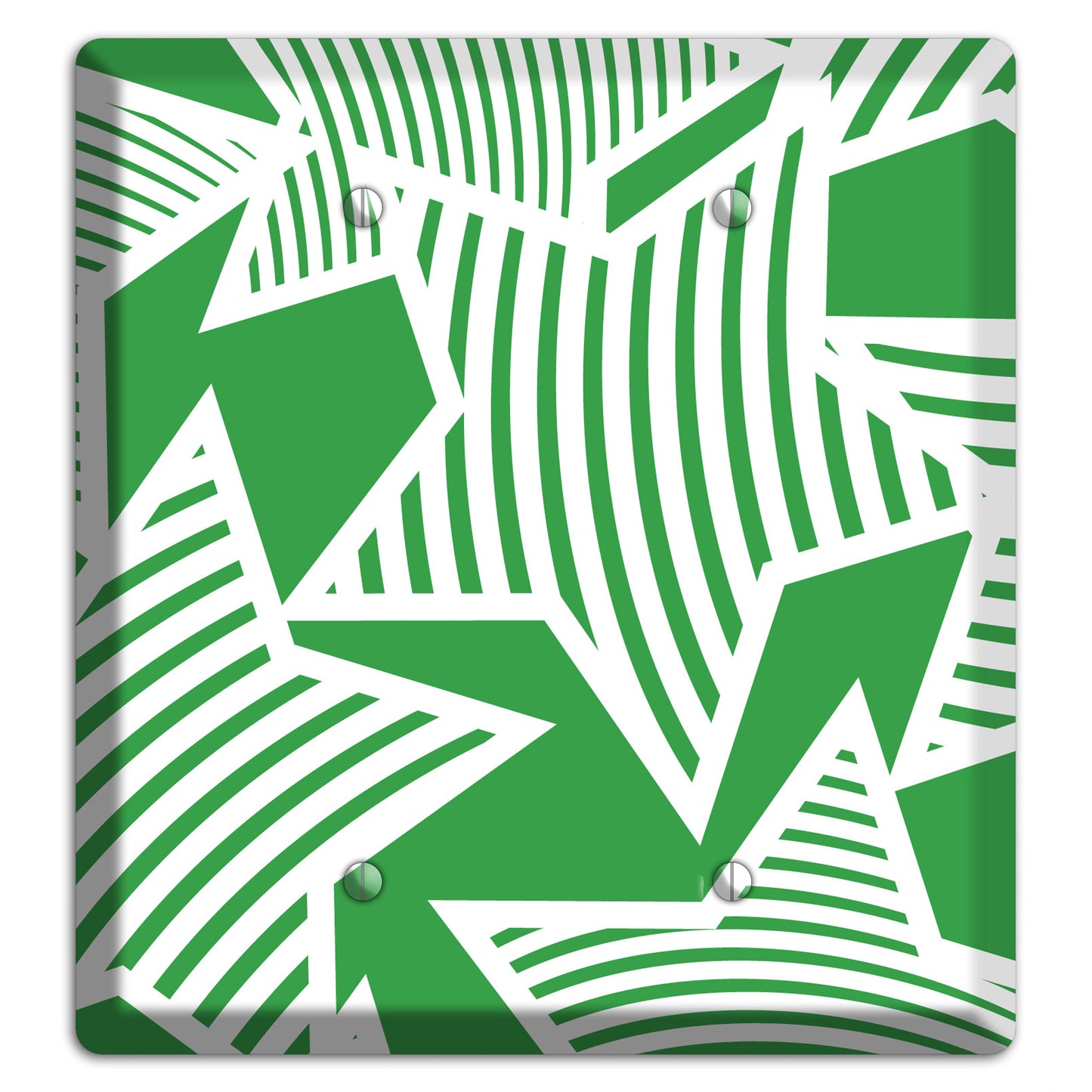 Green with Large White Stars 2 Blank Wallplate