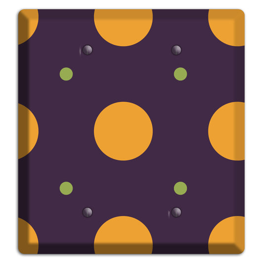 Eggplant with Orange and Lime Multi Tiled Medium Dots 2 Blank Wallplate