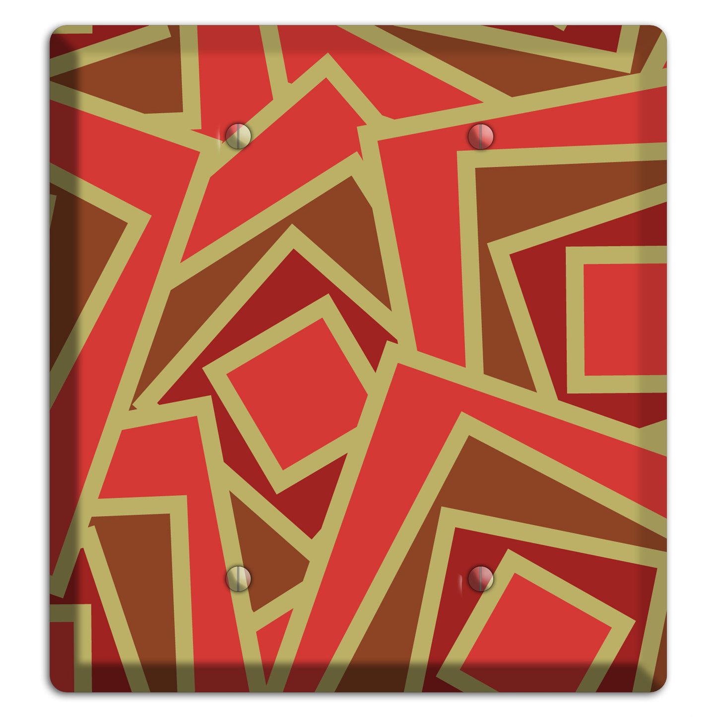 Red and Brown Retro Cubist 2 Blank Wallplate