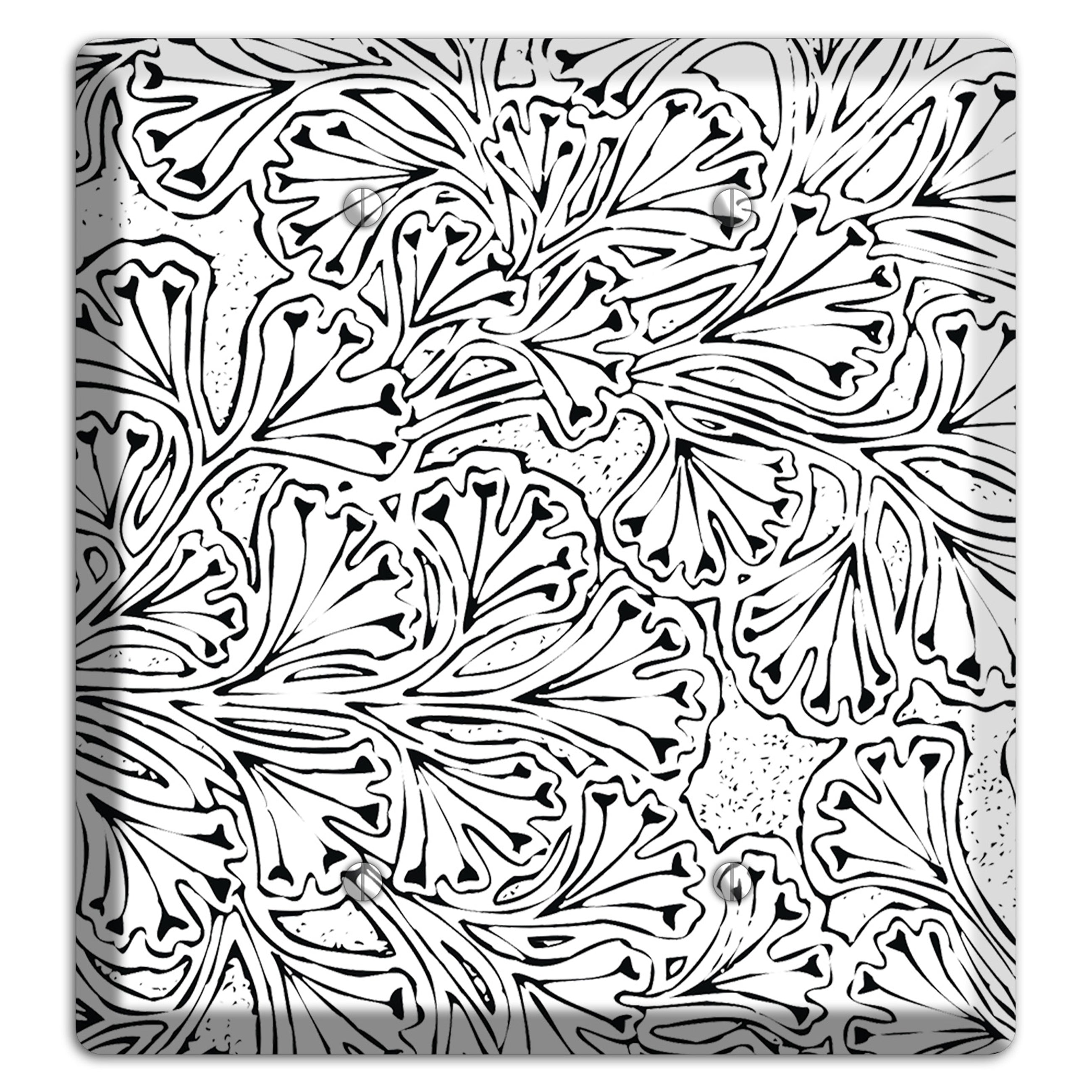 Deco White with Black Interlocking Floral 2 Blank Wallplate