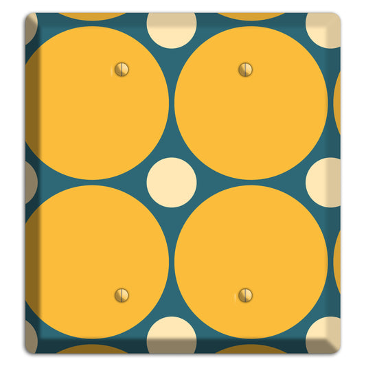 Jade with Mustard and Beige Multi Tiled Large Dots 2 Blank Wallplate