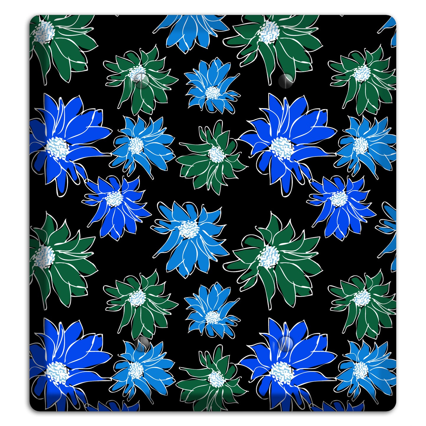 Blue and Green Flowers 2 Blank Wallplate