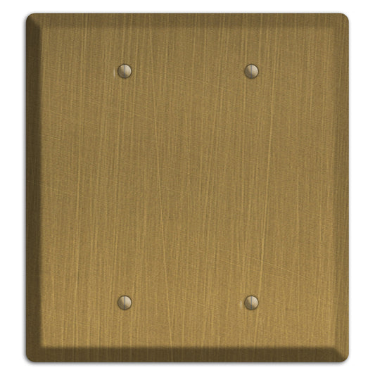 Antique Brushed Solid Brass 2 Blank Wallplate