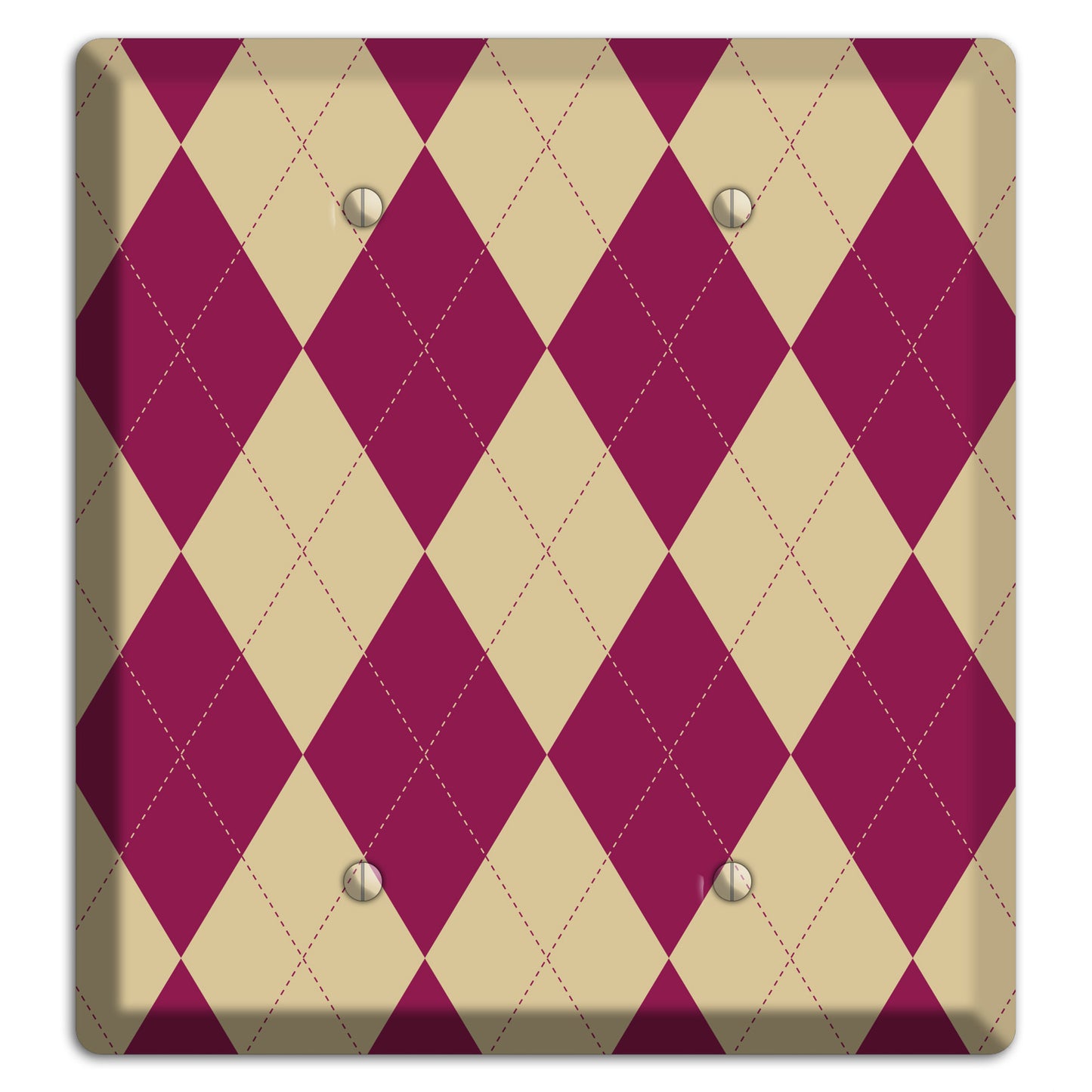 Red and Tan Argyle 2 Blank Wallplate