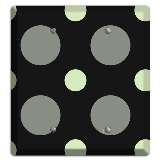 Black with Grey and Sage Multi Medium Polka Dots 2 Blank Wallplate