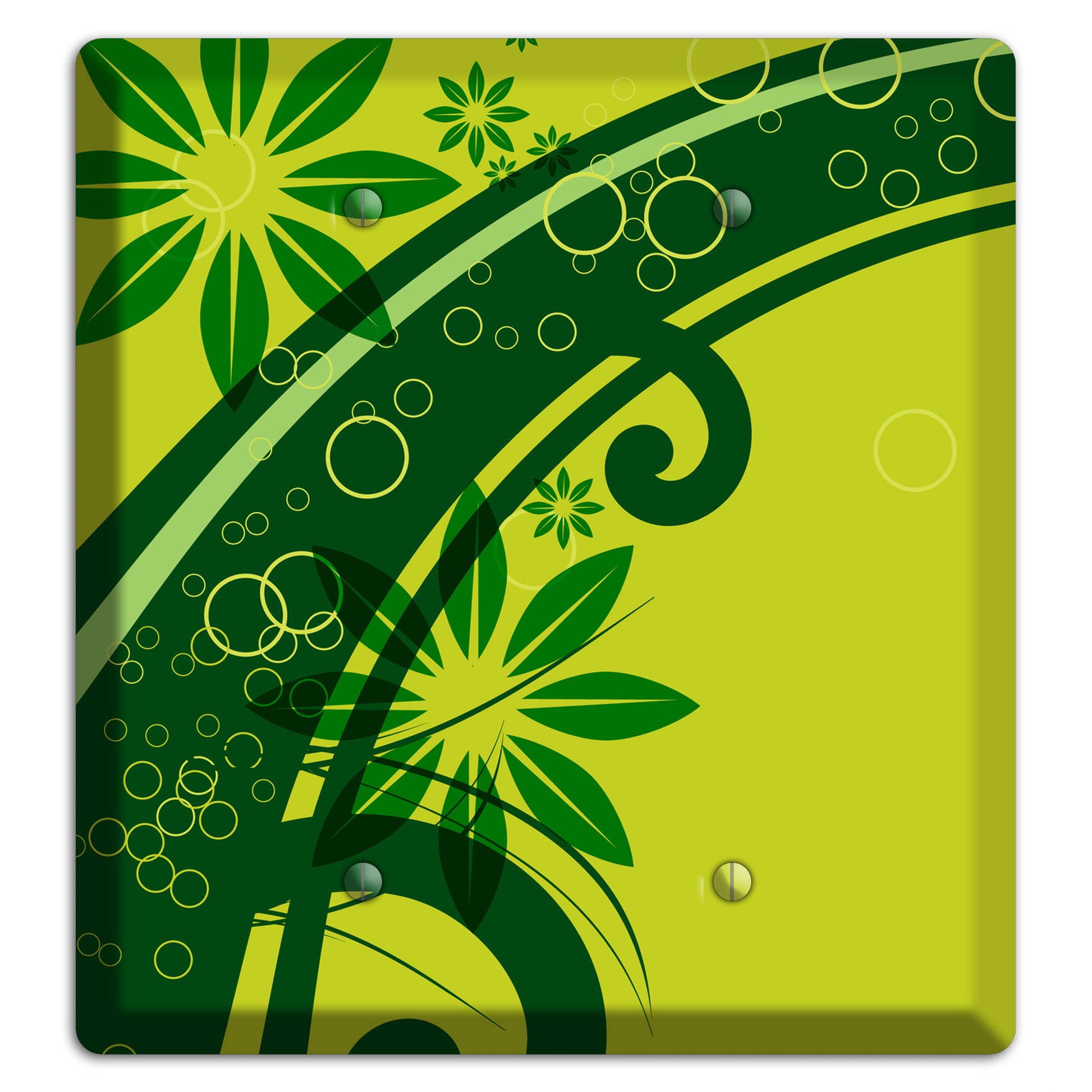 Green Retro Floral 2 Blank Wallplate