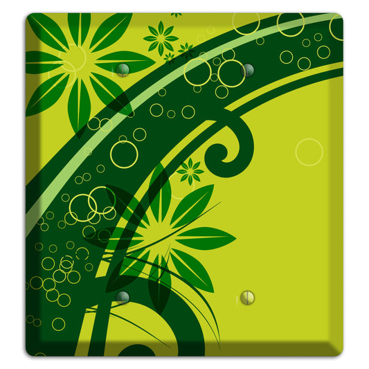 Green Retro Floral 2 Blank Wallplate