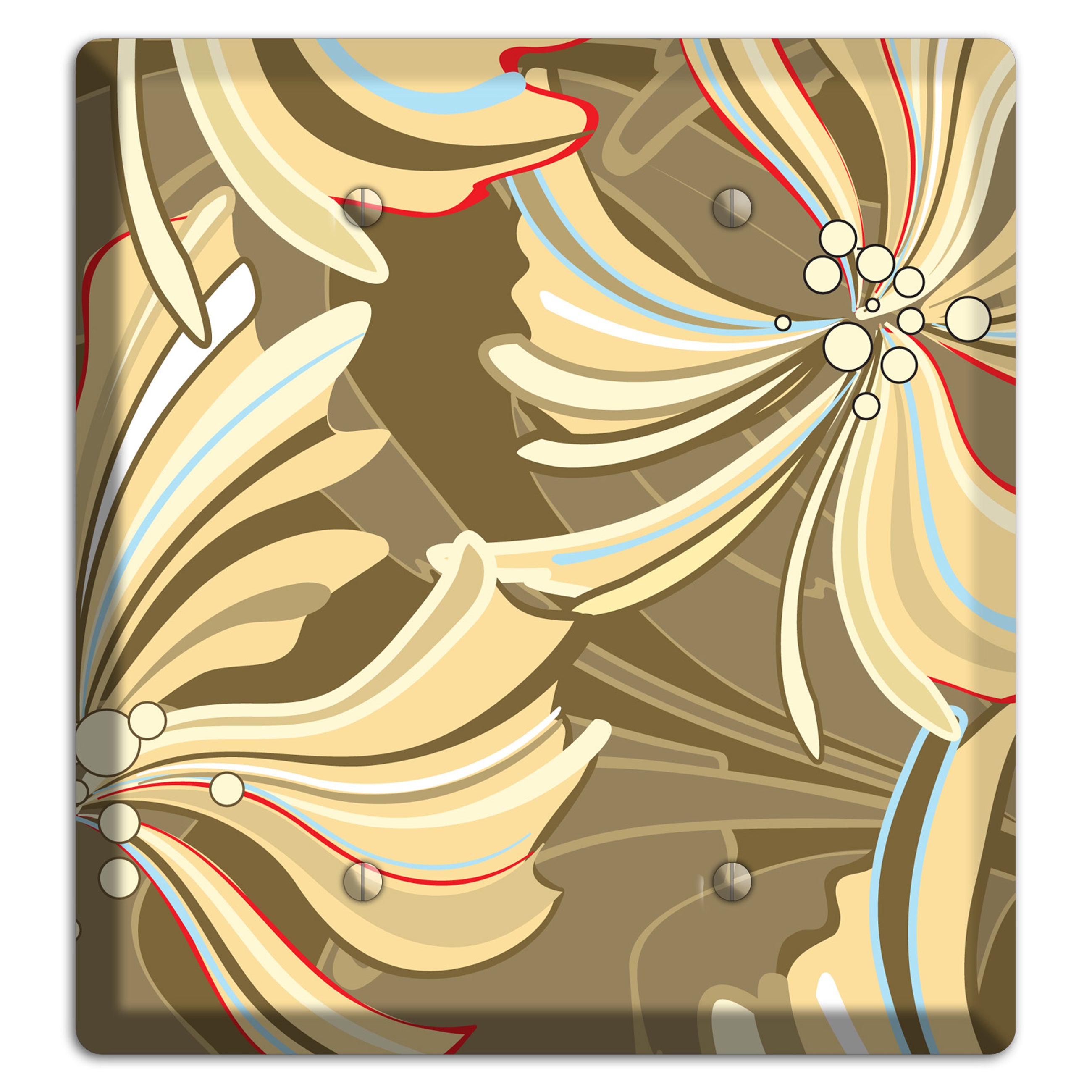 Brown Deco Blossoms 2 Blank Wallplate